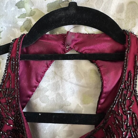 Scala Maroon Beaded Backless Dress - Picture 6 of 8